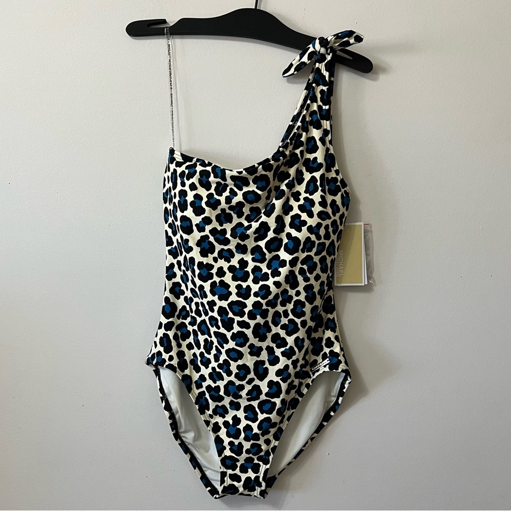 MICHAEL Michael Kors Blue and Black Leopard One-Piece Swimsuit